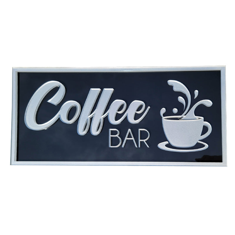 black and silver glitter coffee bar sign ACRYLIC