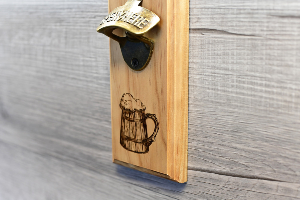 Custom Wall Mount Bottle Opener - Beer Mug