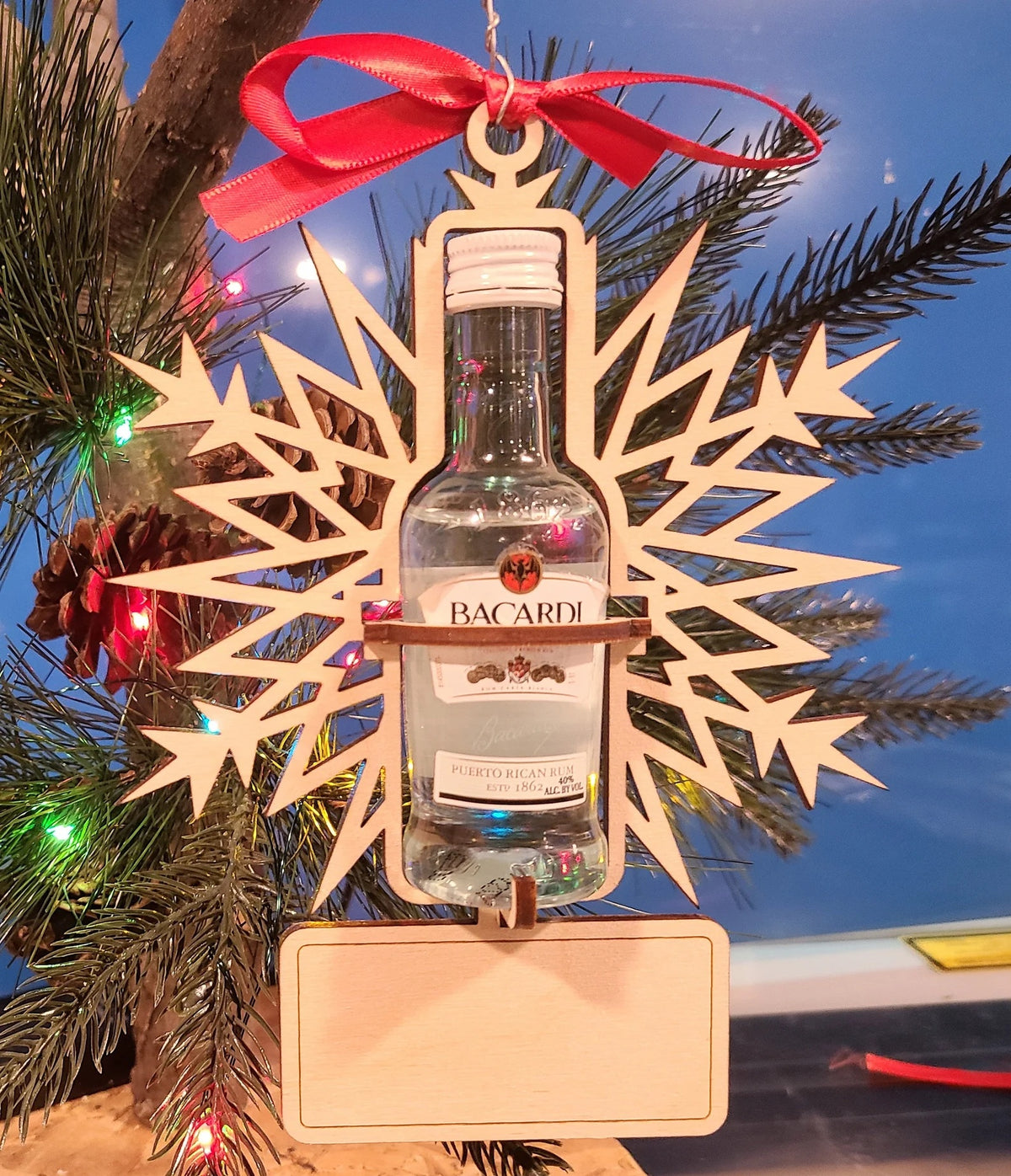 Snowflake Mini Alcohol Bottle Christmas Ornament