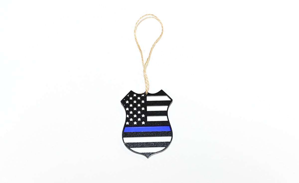 Police Badge Ornament - Blue Line