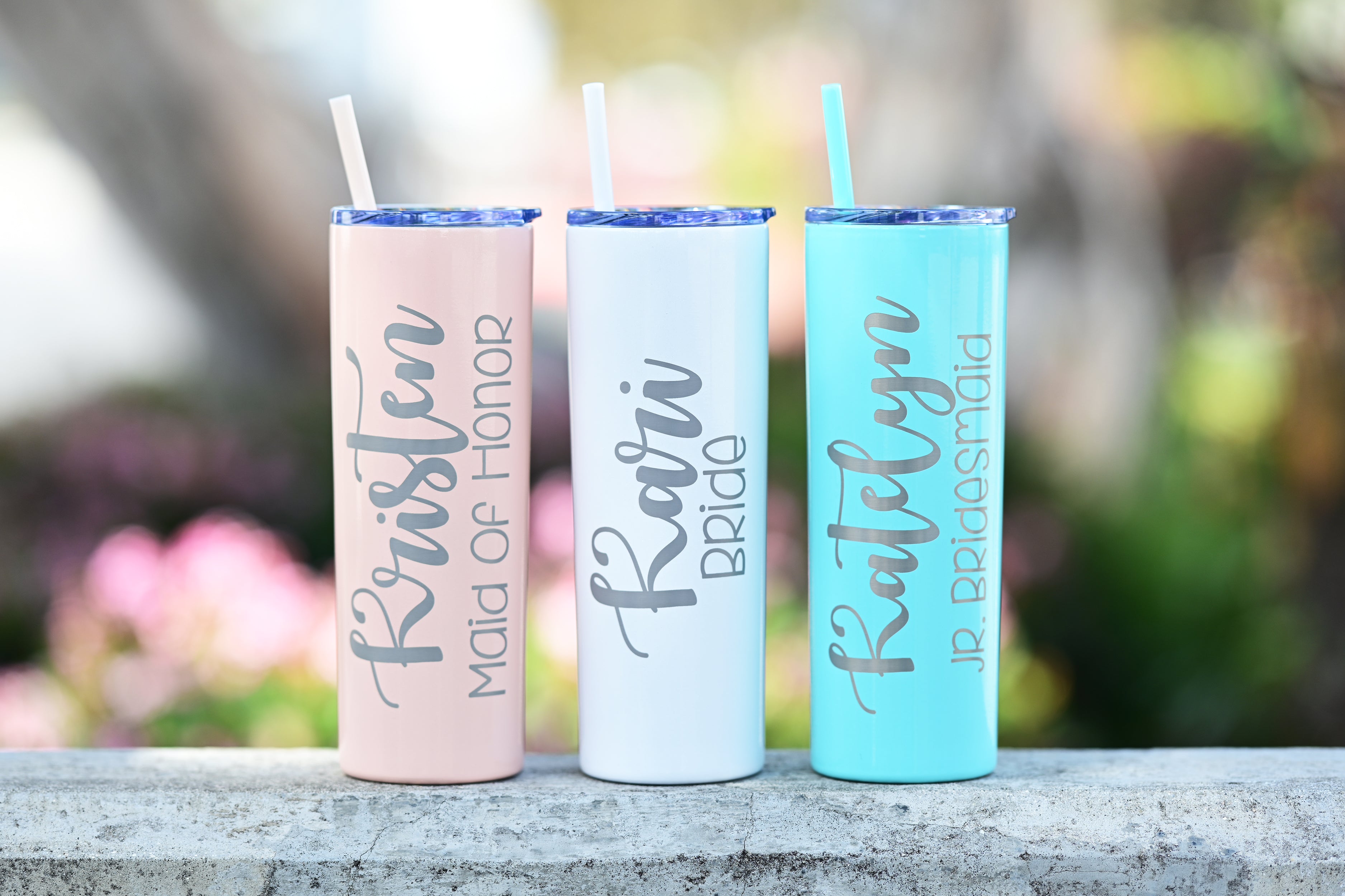 20oz Bridesmaid Etched Tumbler - Tumbler with Straw