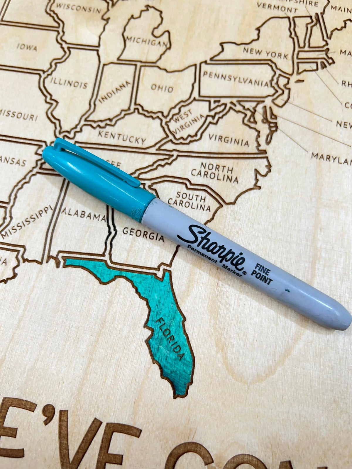 USA Wooden Map Tracker - Color On